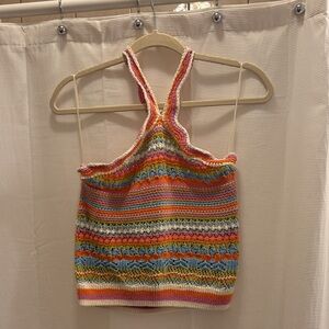 Zara Colorful Striped Knit Halter Top